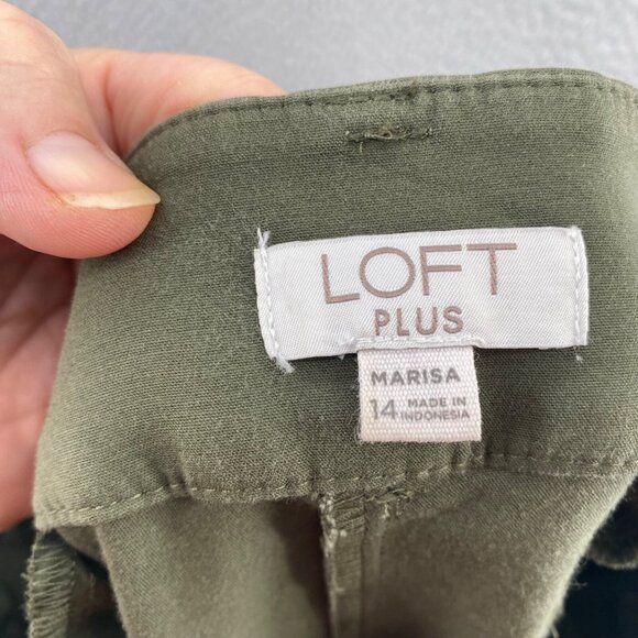 LOFT Pants Womens 14 Plus Marisa The Riviera Green Stretch Skinny Cropped Capri - Picture 5 of 12